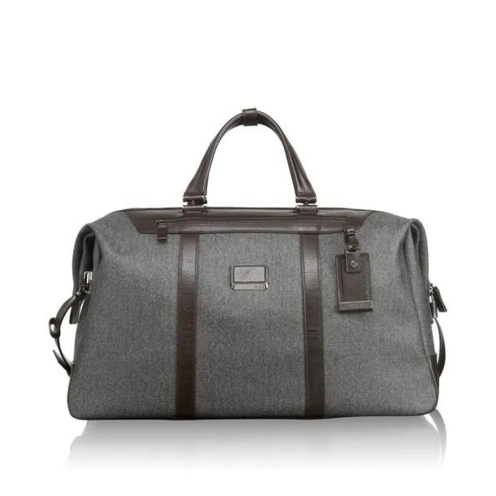 Authentic TUMI Astor San Remo Duffel Earl Grey Brown Leather Weekender Bag - Picture 1 of 13
